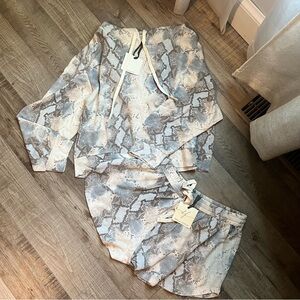 NanaMacs Snake Print Top and Shorts Set - Gray and Cream